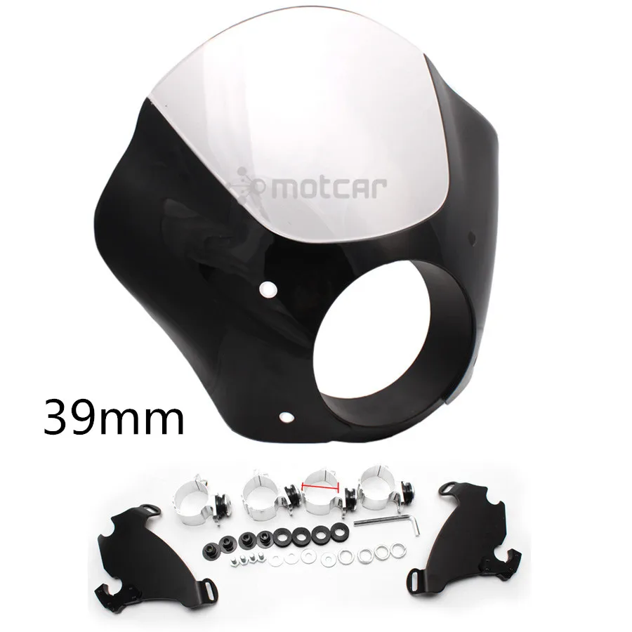 Clear 39mm 1 шт передняя фара для мотоцикла Лобовое стекло триггер крепление для Harley Davidson Low Rider Улица Боб супер накладка на Sportster 1200 XL883 Dyna - Цвет: Clear 39mm