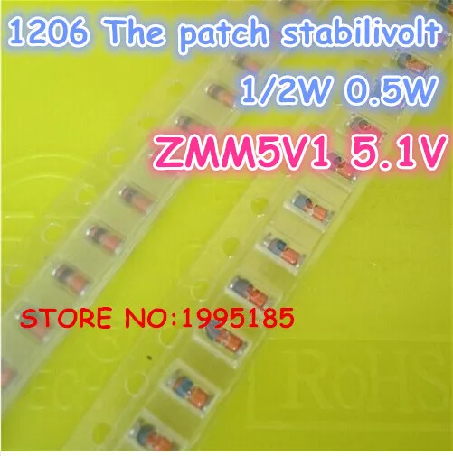 100 шт./лот ZMM5V1 5 1 V LL 34 1/2W 1206 SMD 0 W Кремниевые планарные зенерные диоды|smd 0.5w|smd 1206lot lot |