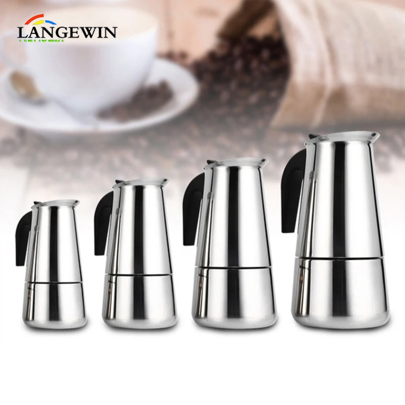 4 размера кофейные горшки из нержавеющей стали Moka Expresso кофейник Capuccino Mocha чайник