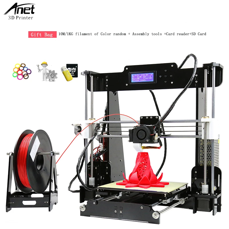 Anet A8 акрил + свинцовый винт 3D принтер большой размер печати 220*220*240 мм Reprap i3 DIY набор
