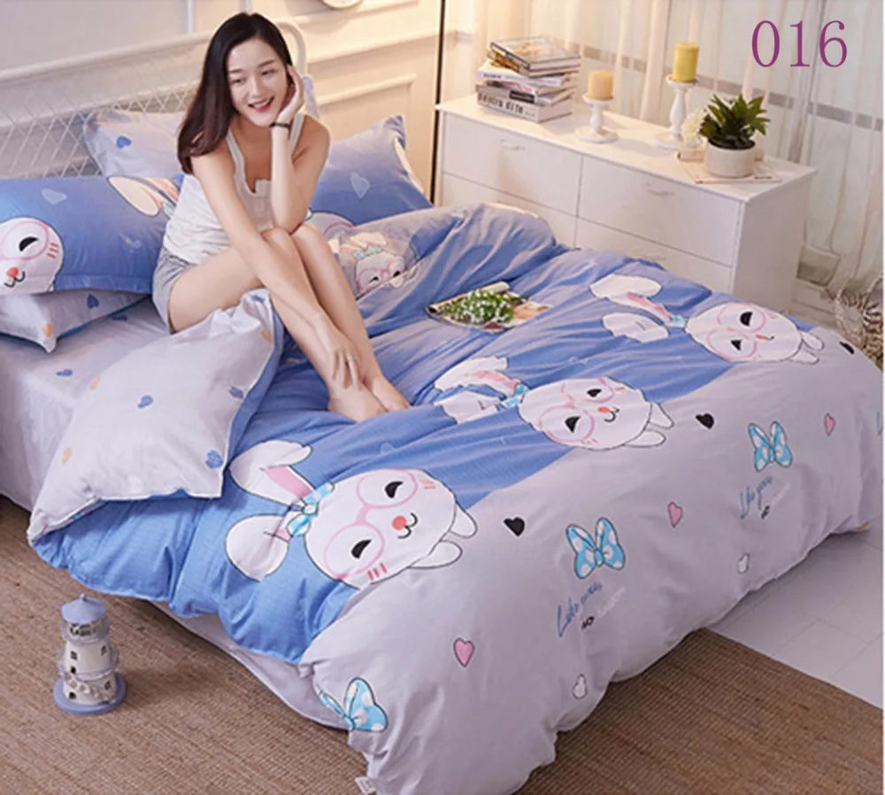 Хлопок 4 шт. Постельное белье пододеяльник плоский простыня наволочка Твин