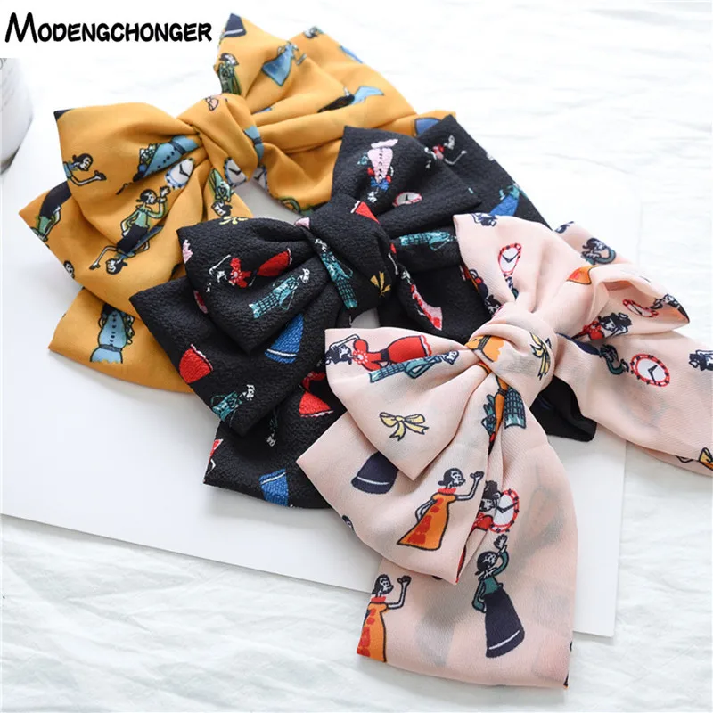 

New Arrival Barrette Floral Hairgrips Big Large Bow Hairpin For Women Girls Ladies Chiffon Flower Hair Clip Hair Accessories