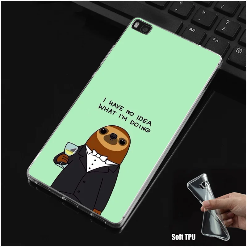 DREAMFOX M445 Cute Sloth Soft TPU Silicone Case Cover For Huawei P8 P9 P10 Lite Plus 2017 Honor 8 Pro 9 6X |