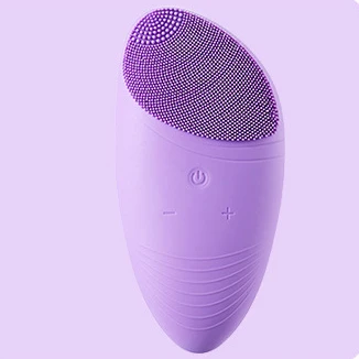 Purple Щетка для чистки лица, мини электрический Силиконовый массаж лица, водонепроницаемая стиральная машина, Sonic Vibracion, средство для глубокого очищения пор - Цвет: Purple