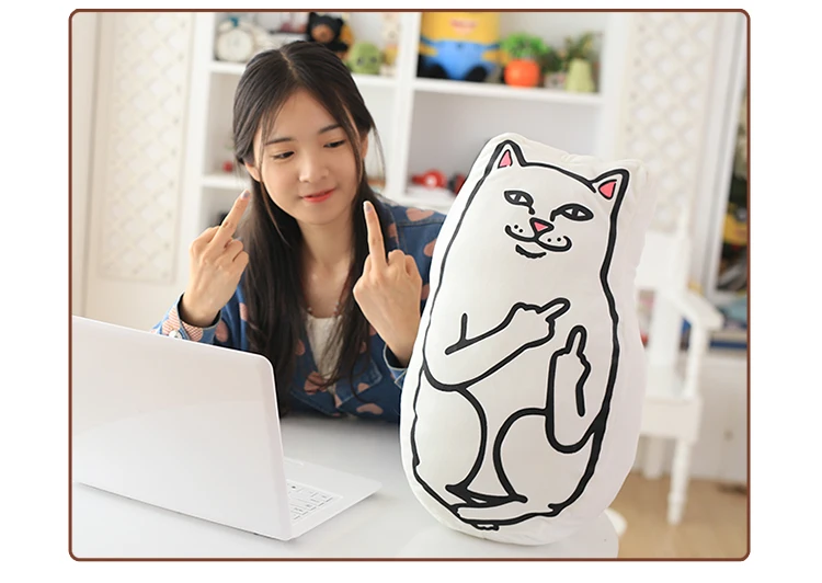 3D белый средний палец кошка улыбка забавная восхитительная Подушка Диван