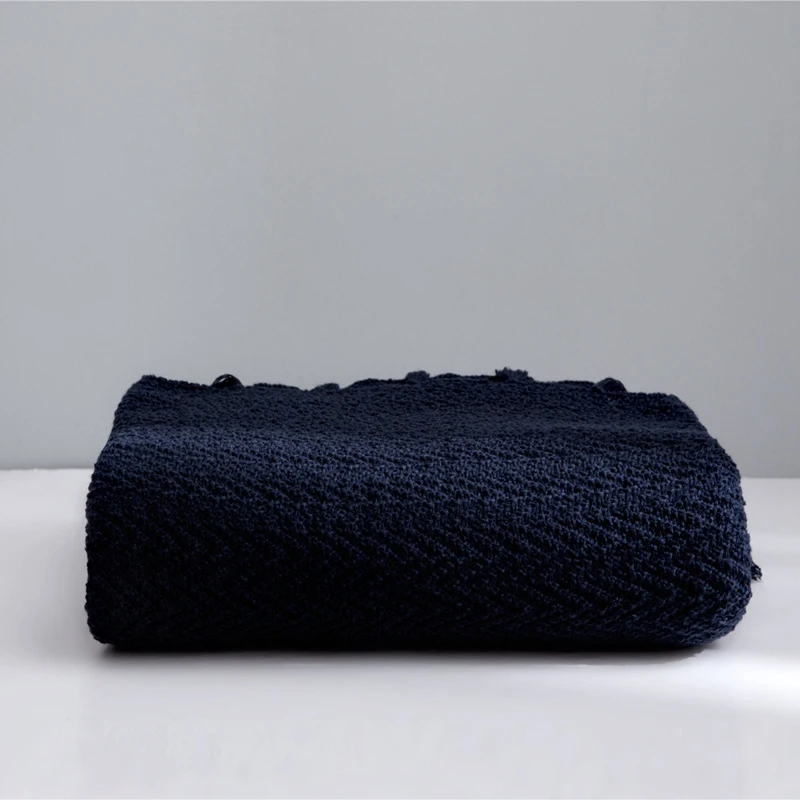 Вязанное Хлопковое одеяло с кисточками мягкое теплое для кровати подходит