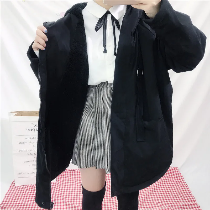 Chaquetas mujer invierno 2018 одежда Утепленная стеганая куртка для девочек черный hooede harajuku