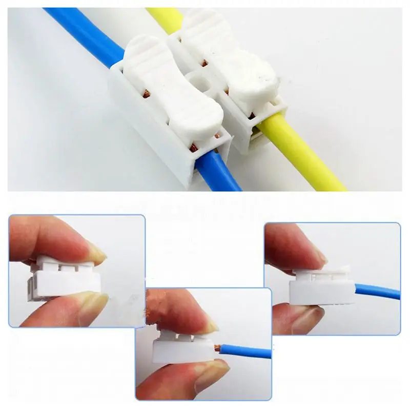 100 шт. Пластик 2 Pin пуш-ап быстрый разъем кабеля зажим для провода 10A 250V |