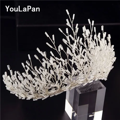 white tube crown YouLaPan HP193 Корона невесты свадебная тиара Корона для волос Корона невесты свадебные украшения для волос Свадебные аксессуары для волос - Окраска металла: white tube crown
