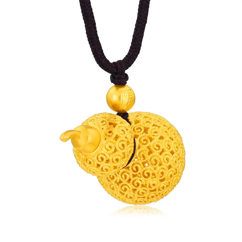 Pure 24K Yellow Gold Necklace Pendant Handmade Weave Gourd 17.82g | Украшения и аксессуары