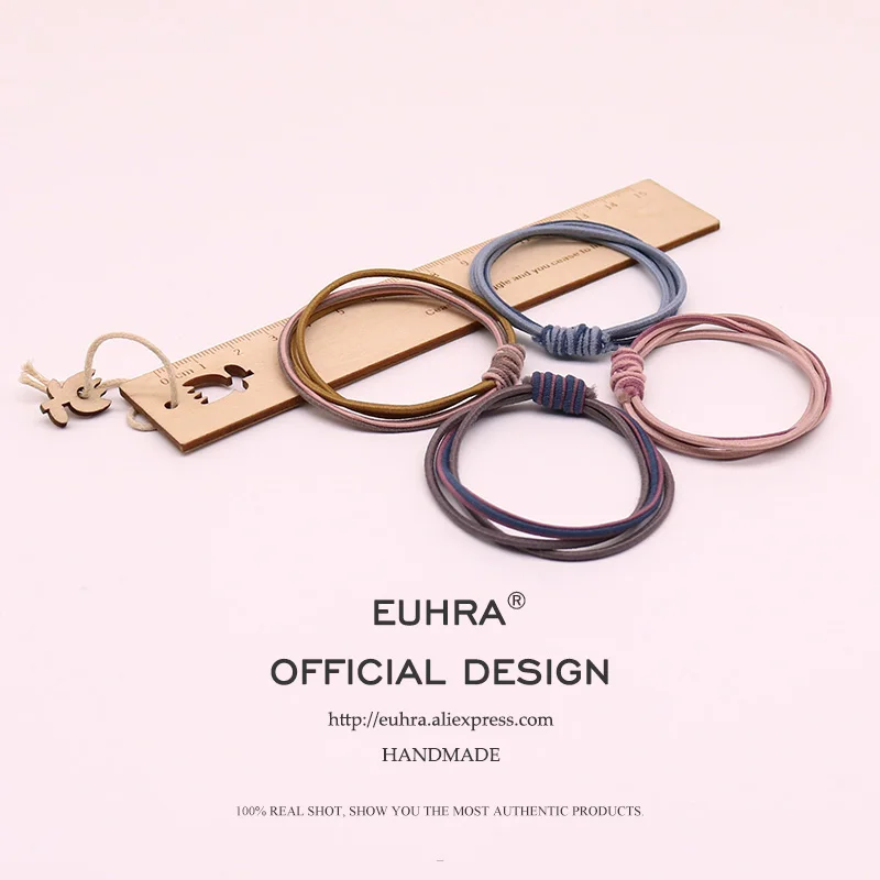 EUHRA, 4 цвета, эластичная, двухцветная, Смешанная, ручная вязка, для женщин, лента для волос, для детей, эластичная резинка, высокая эластичность