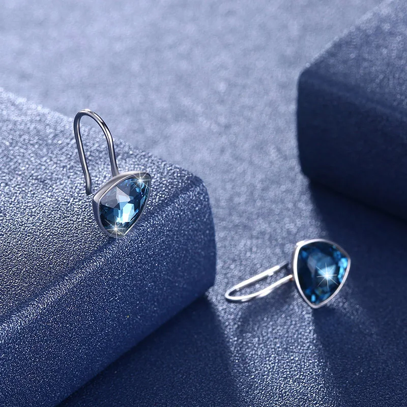 LEKANI оригинальные кристаллы от SWAROVSKI голубые серьги подвески в виде сердца