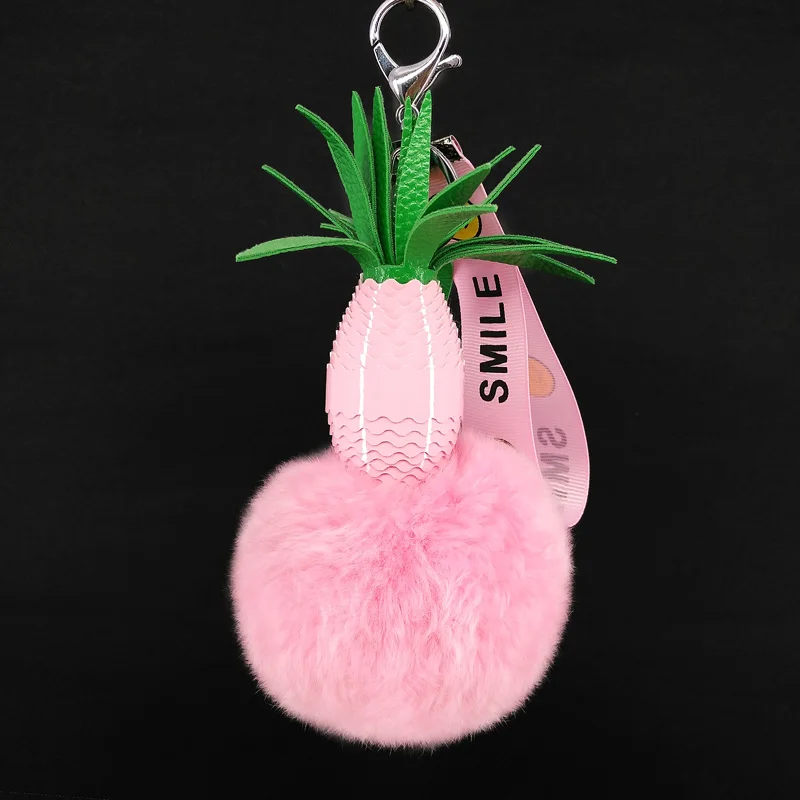 Милые мини-брелки с ананасом помпонами кроличьим мехом брелки буфами