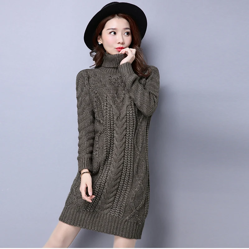 winter Turtleneck Pullover women 2018 fashion new Medium long Section Loose sleeves knitted sweater Autumn Tops femaleDD174 | Женская