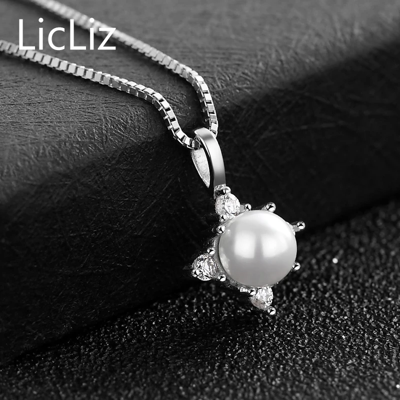 LicLiz 925 пробы серебряные подвески из пресноводного жемчуга для ожерелья с