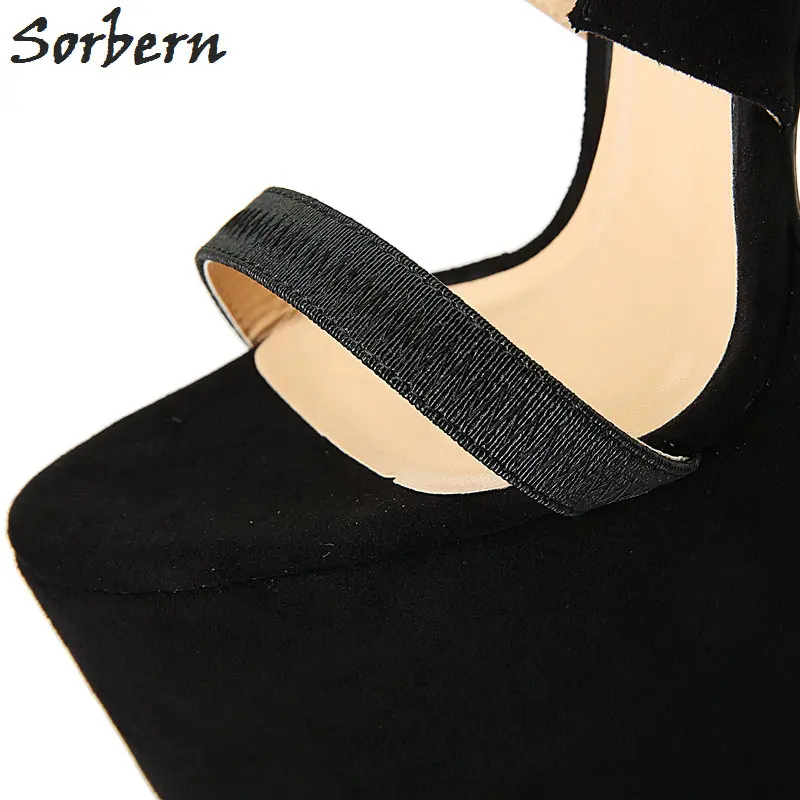 Sorbern/Eu40-50 туфли-лодочки с ремешком на лодыжке женские черные платформе женская