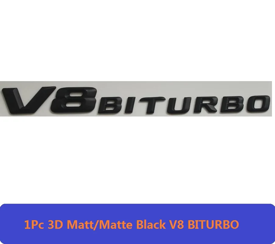 1Pc V8 BITURBO 3D Матовый Черный W212 213 Автомобильная эмблема E350 E320 E250 E300 E220 E200 E280 E63 E CLA эмблема значок наклейка логотип для Mercedes Benz AMG - Цвет: 1Pc V8 BITURBO