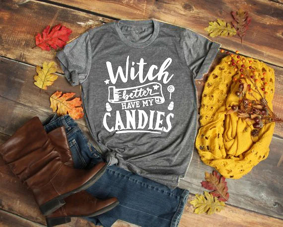Женские Хэллоуин рубашка лучше ведьма есть мои конфеты осенняя футболка для
