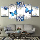 5 шт. HD с цветочным принтом, детская одежда, с изображением синей бабочки животных Куадрос Картины на Модульная картина для украшения дома Декор стены