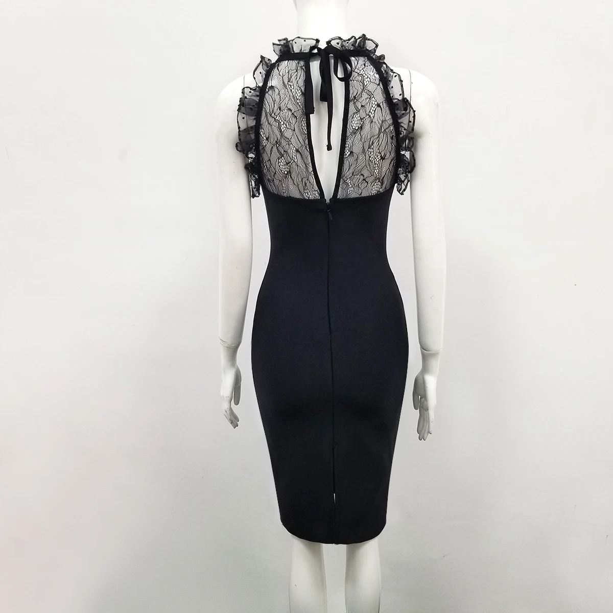 

high quality 2019 New Women black Lace O-neck sleeveless Vestidos Celebrity evening party bodycon bandage dresses