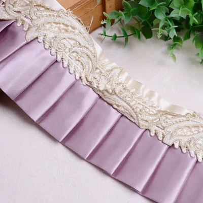 Light purple Qgvish 13 м/лот вышивка занавеска кружевная лента пояс кружевные планки DIY швейная одежда Подушка диванная Декор штора ручной работы аксессуар - Цвет: Light purple