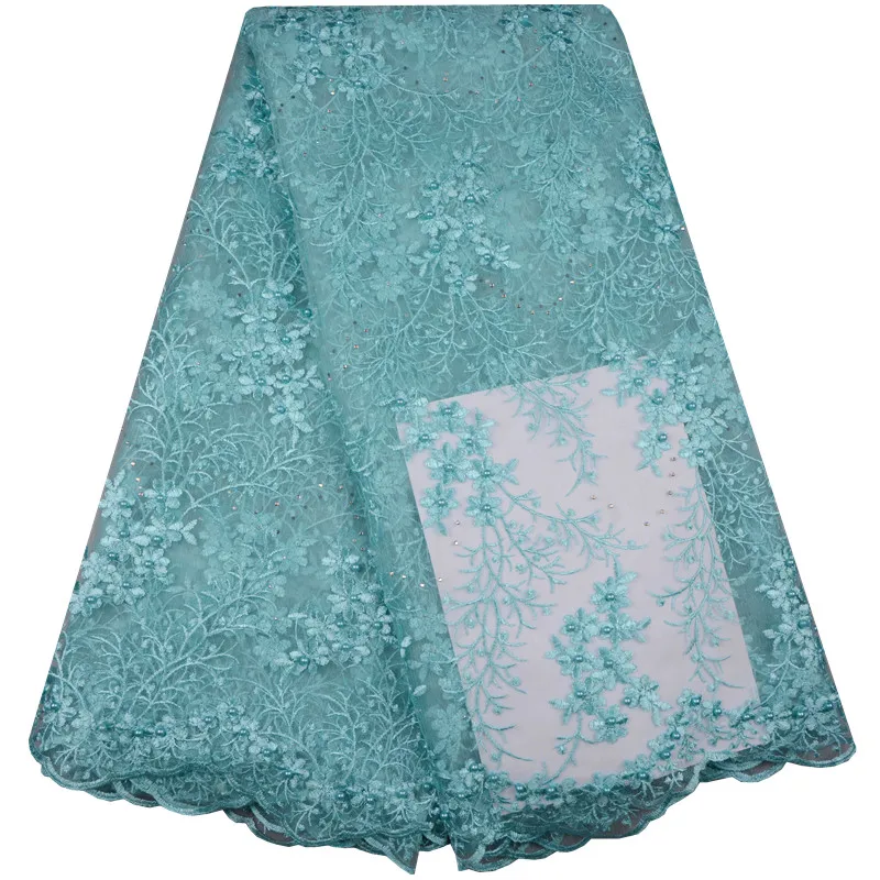 

2018 Nigerian Tulle Lace Fabric With Stones Free Shipping African Lace Fabric For Wedding Embroidery Beaded Lace Fabric 969
