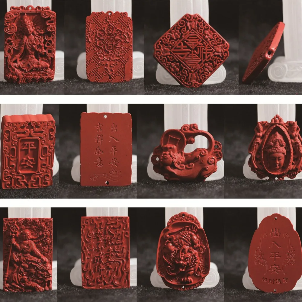 High Quality synthetic red cinnabar carved pictures blessing Lucky Pendants free shipping hot sale diy jewelry B813|jewelry sign|jewelry gift boxes