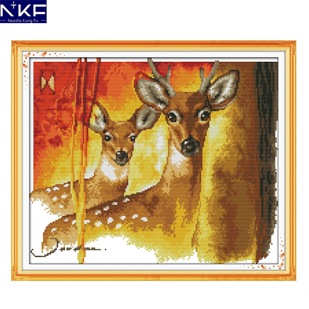 

Набор для вышивки крестом NKF Sika Deer, нитка для вышивки крестом, счетный крест, китайские наборы для вышивки крестом