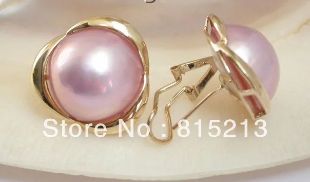 wb00189 slap-up 19mm real South Sea pink Mabe Pearl Earrings gold | Украшения и аксессуары