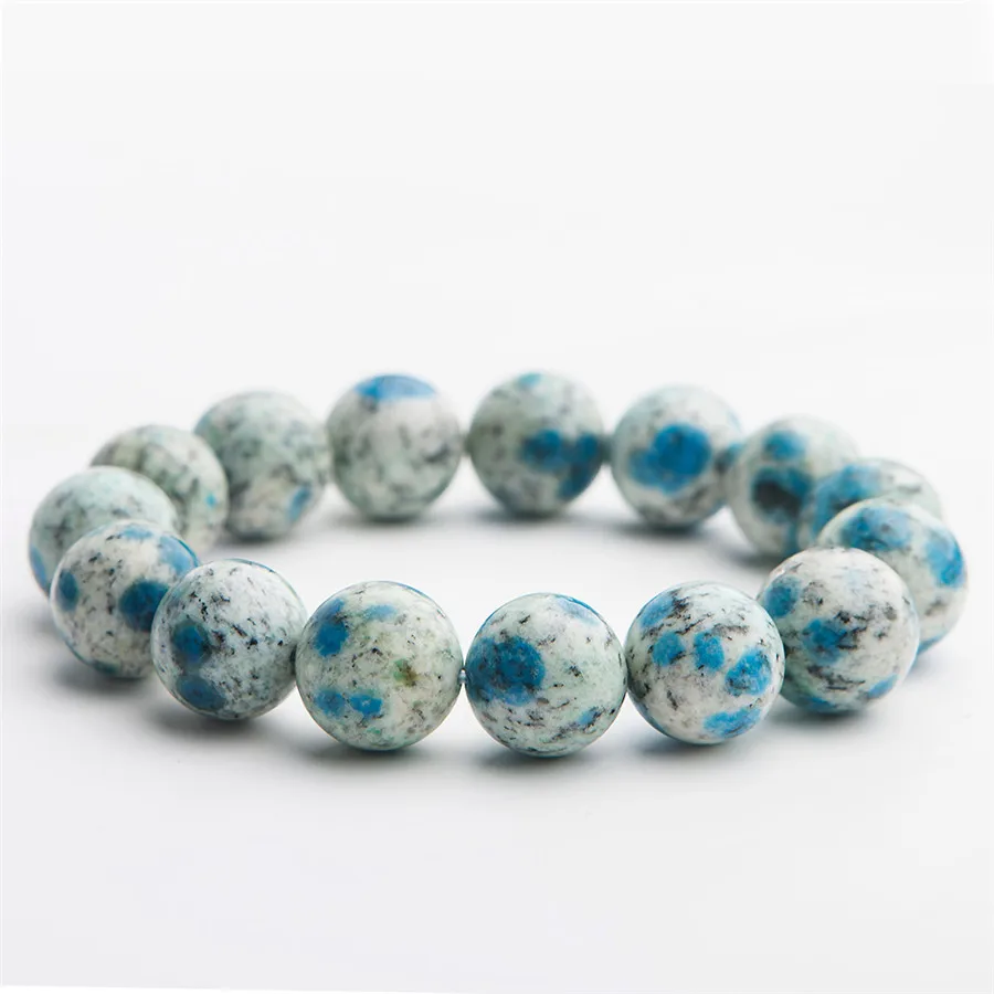 Genuine Natural K2 Jas per Granite Azurite Gems Stone Crystal Stretch Big Round Beads Bracelet 11mm 12mm 13mm 14mm | Украшения и