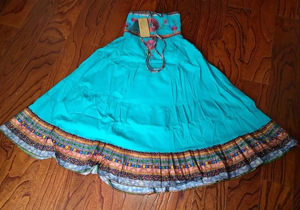 Небесно-голубой Летние Повседневное Цыганский, Богемия BOHO хлопок Spani женские плиссированные длинные макси юбки для женщин - Цвет: Небесно-голубой