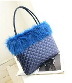Free shipping 2013 European and American big new winter handbags Quilted PU bag rabbit fur plush manufacturers 10 | Багаж и сумки