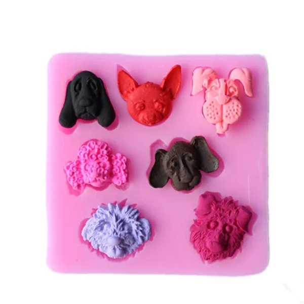 Hot Food-Grade Silicone Mold 3D Dogs Head Moulds Fondant Cake Decorating Tools Soap |