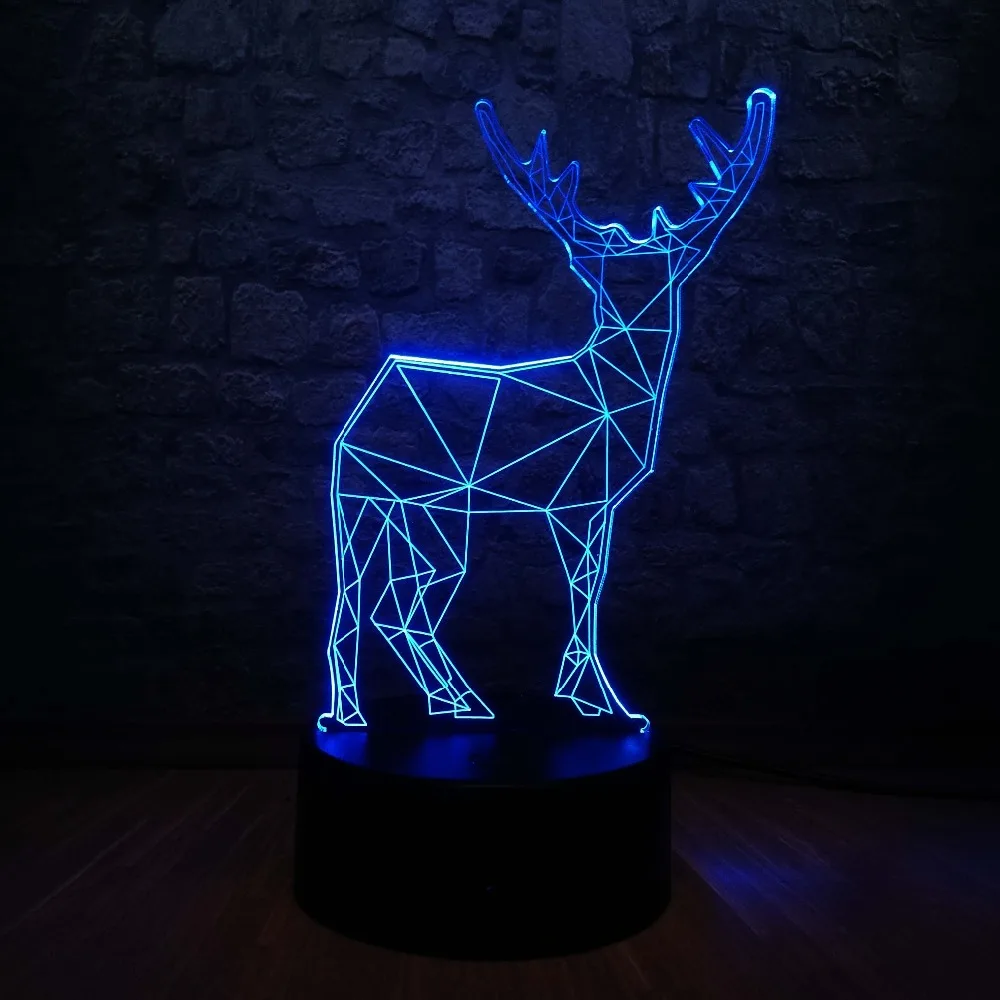 Ретро украшение животных Олень 3D USB СВЕТОДИОДНАЯ Лампа цвета меняющая Рождество
