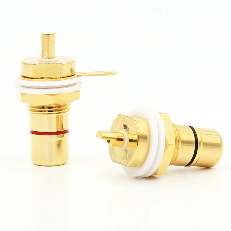 Позолоченный гнездовой разъем RCA крепление на шасси|connectors gold|connector femalechassis connector |