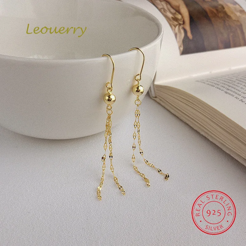 Leouerry, 925 пробы, серебряные, модные, дикие, цепочка, кисточка, серьги, темперамент, длинные, Висячие серьги для женщин, вечерние, ювелирные изделия