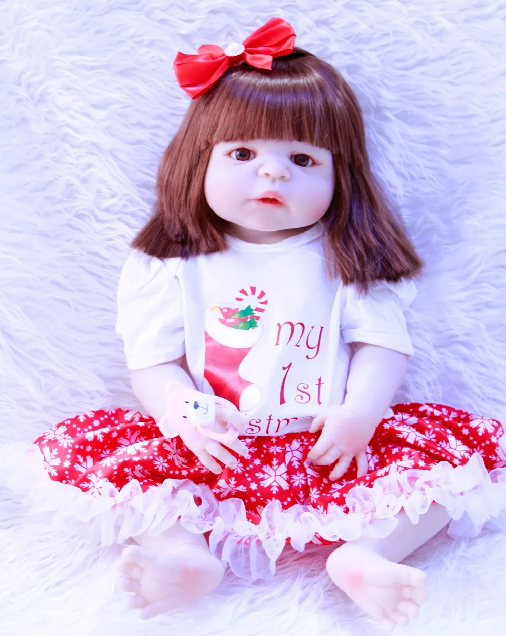 

23"57cm Full silicone Reborn Baby Girl Doll Bebe Realistic modeling bathe lifelike Toy collectible Doll Children's Day Gifts