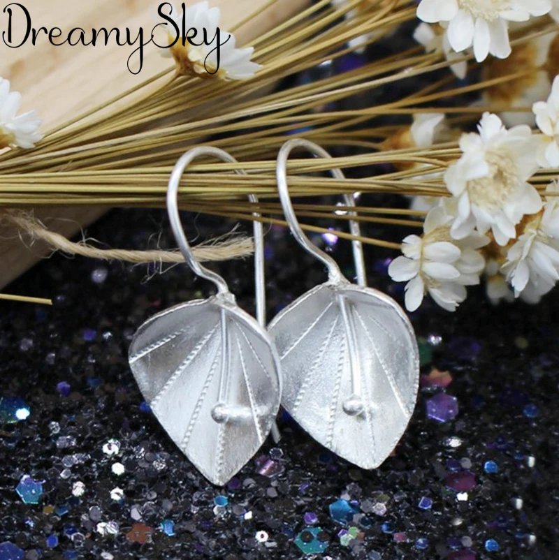 DreamySky Настоящее 925 пробы серебряные ювелирные изделия Ретро корейские Винтажные серьги с большим цветком для женщин подарок серьги Brincos