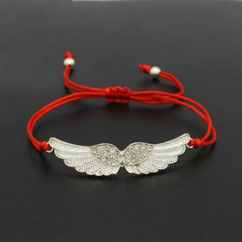 Модные CZ камни браслет с крыльями ангелов для женщин мужчин детей счастливый