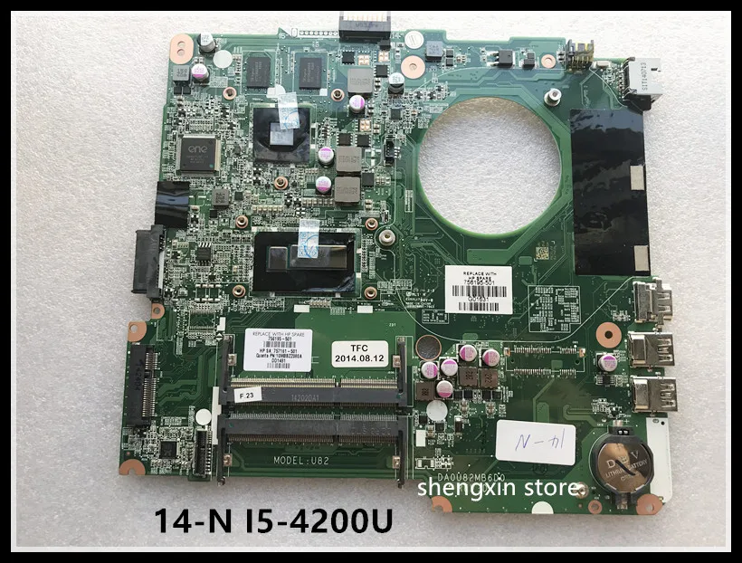 756195 501 001 для HP Pavilion 14 N Материнская плата ноутбука I5 4200U DA0U82MB6D0 REV:D протестированная