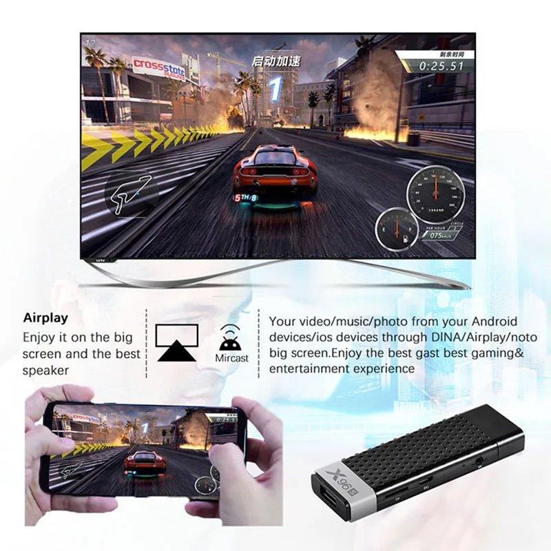 X96S Мини ПК 2G 16G Android 8 1 TV Box Amlogic S905Y2 DDR4 4 Гб RAM 32 ГБ ROM Stick 5G WiFi BT 2 4K HD Smart Media