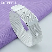doteffil 925 sterling silver 101214mm watchband network bracelet for woman men charm wedding engagement party fashion jewelry