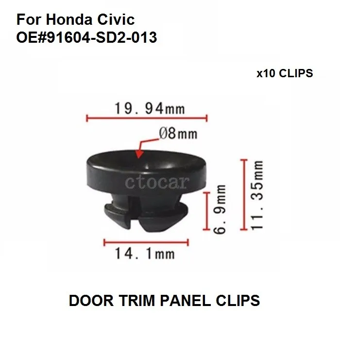 

Автостайлинг x10, нейлон, для Honda Civic, опора, стержень, втулка, зажим 89 - on 91604-SD2-013, новинка