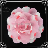 free shipping24pcslot 6cm new chiffon polka dots flowers silk flower girl corsage