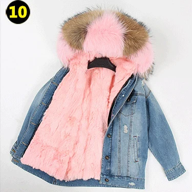 10 OFTBUY, зимняя женская куртка, пальто с натуральным мехом, парка с воротником из натурального енота, подкладка из кролика Рекс, джинсовая куртка, уличная мода - Цвет: 10