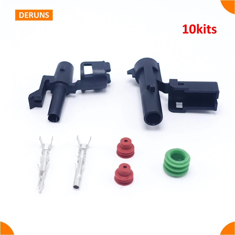 

High Quality 10 Sets Kits Brand New 1Pin Way Delphi Auto Waterproof Sealed Electrical Wire Connector Plug For Car
