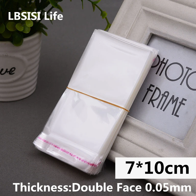 Пакеты пластиковые самоклеящиеся прозрачные 7x10 см 7*10 1000 шт. sundries bag bag plasticbag bag