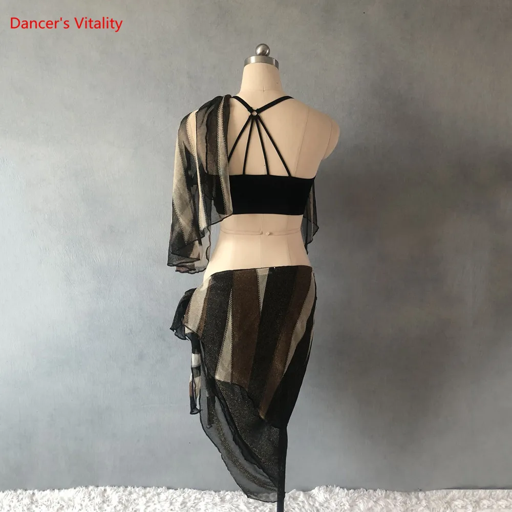 2019 New Design Brown stripe Top+Skirt 2pcs Women Dance Clothes Suit Spring Practice Suits | Тематическая одежда и