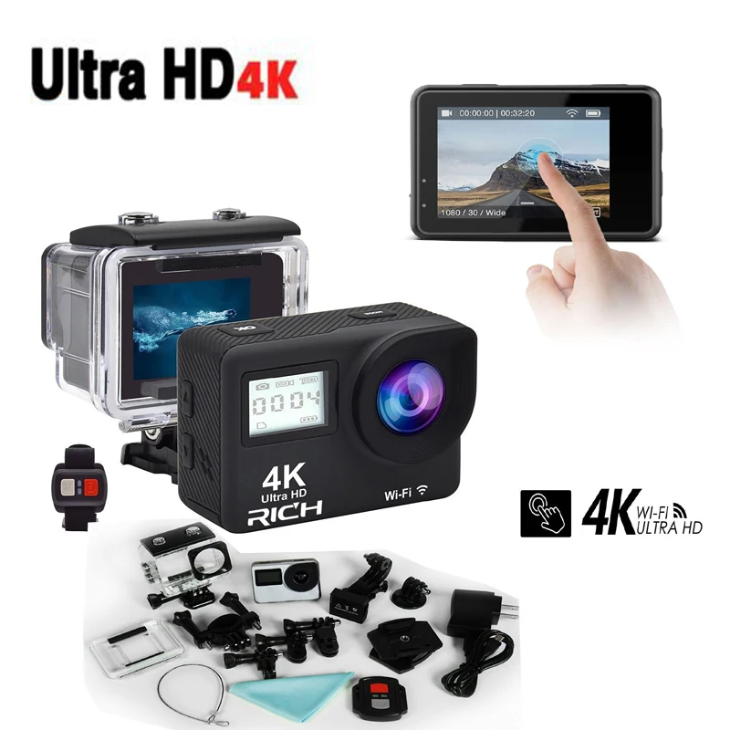 Экшн камера T350R ultra FHD 4K Wi Fi 1080P 60 кадров/с ЖК дисплей 2 0 дюйма 170D Full HD