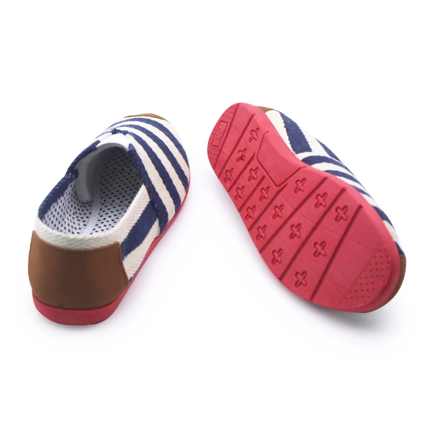 Туфли Cresfimix женские с синими полосками крутые холщовые без застежки мягкие